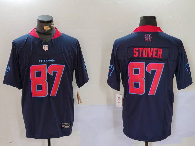 Men Houston Texans 87 Stover Black Three generations 2025 Nike Limited NFL Jersey style 1